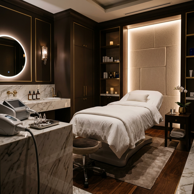 Luxury treatment room with precision lighting